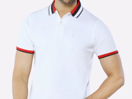 White Jacquard Collar Polo Fashion