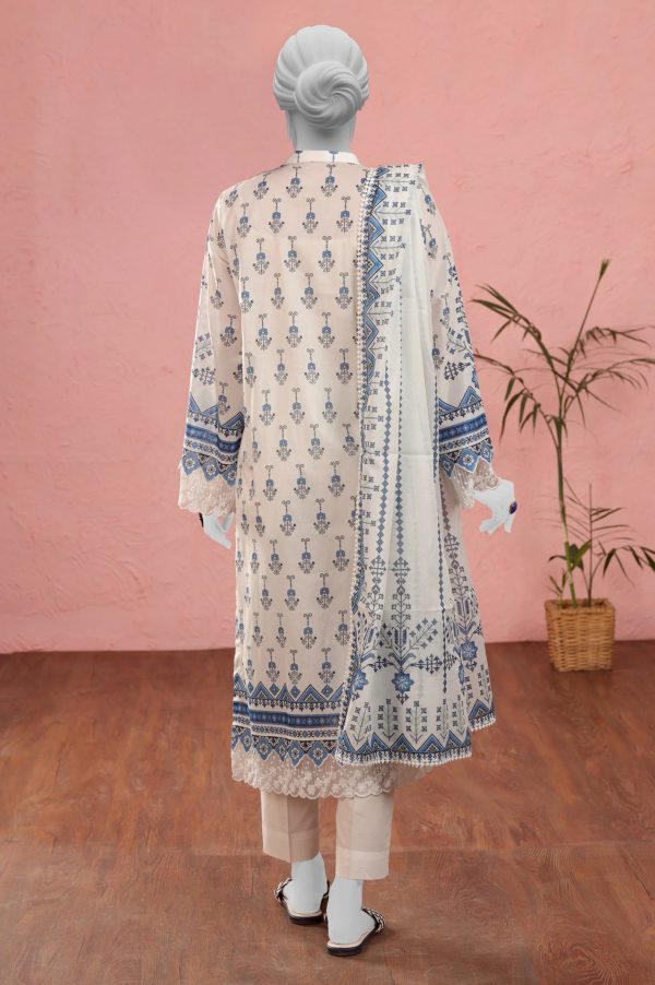 White Printed Unstitched Kurti With Dupatta Online Hot Sale