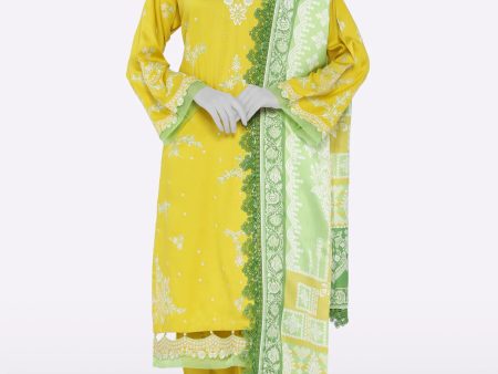 Yellow Embroidered 3PC Unstitched Discount