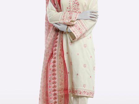 Cream Embroidered 3PC Unstitched Online now