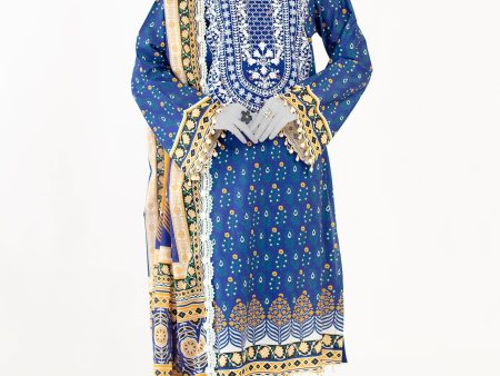 Dark Blue Embroidered 3PC Unstitched Sale