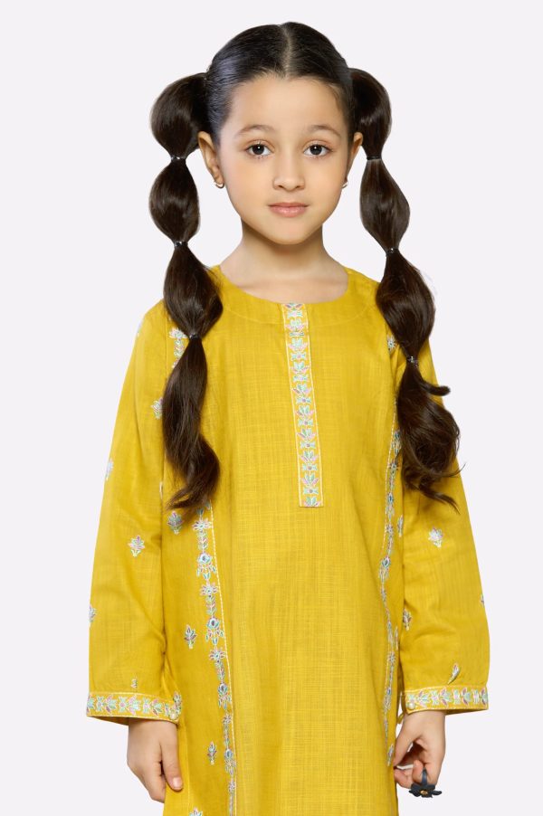 Mustard Embroidered Girls 2PC on Sale