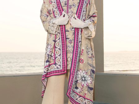 Beige Embroidered 3PC Unstitched Hot on Sale