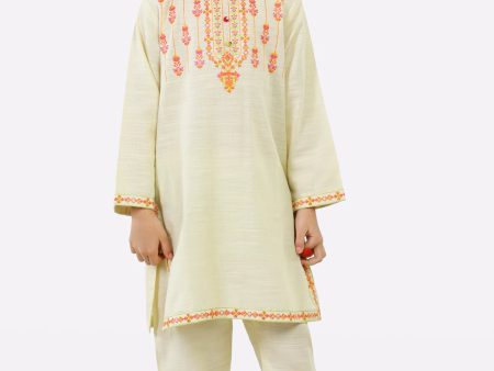 Beige Embroidered Girls 2PC For Discount