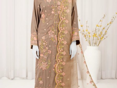 Dark Beige Embroidered 3PC Unstitched Supply