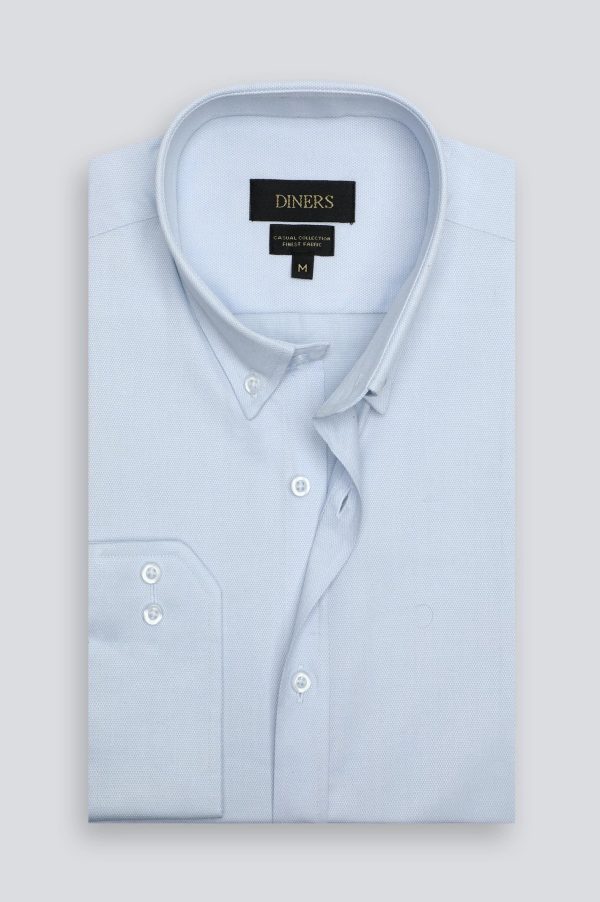 Light Blue Dobby Textured Casual Shirt Online Sale