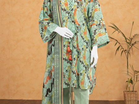 Green Printed Unstitched Shirt & Dupatta Discount