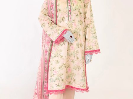 Light Peach 3PC Unstitched Printed Online Hot Sale