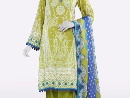 Light Green Printed Unstitched 3PC Fashion