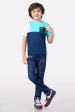 Navy Blue Color Block T-Shirt For Discount