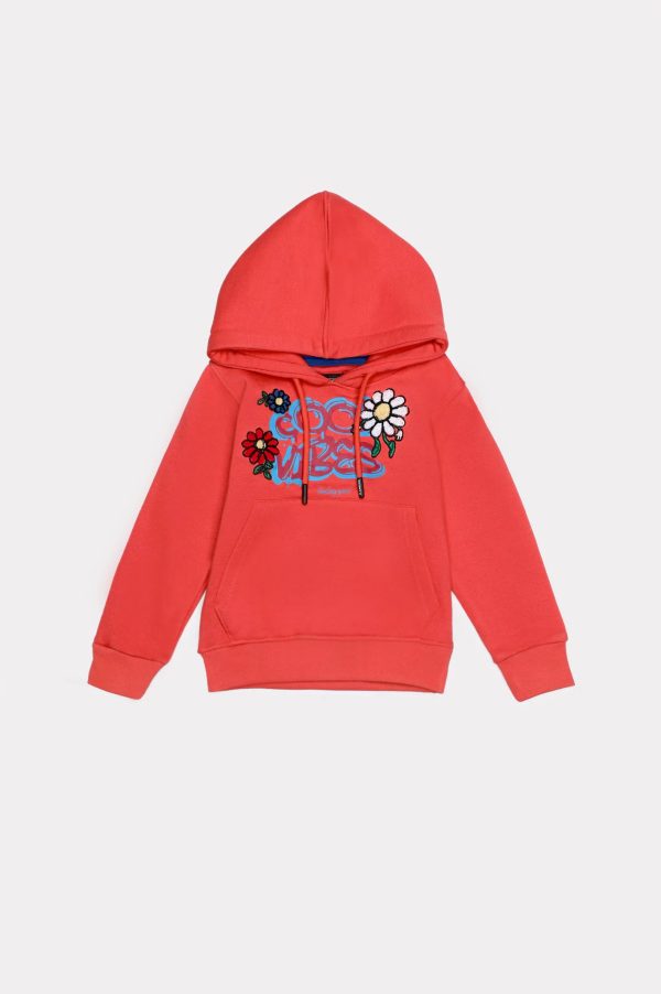 Light Pink Embroidered Girls Hoodie For Discount