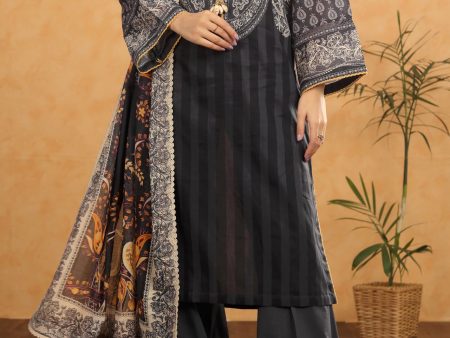 Dark Grey Printed 3PC Unstitched For Discount