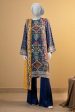 Blue Embroidered 3PC Unstitched Hot on Sale