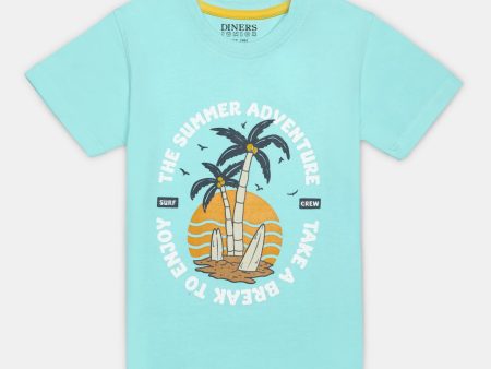 Aqua Graphic Printed T-Shirt Sale