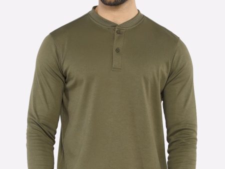 Olive Full Sleeves T-Shirt For Sale