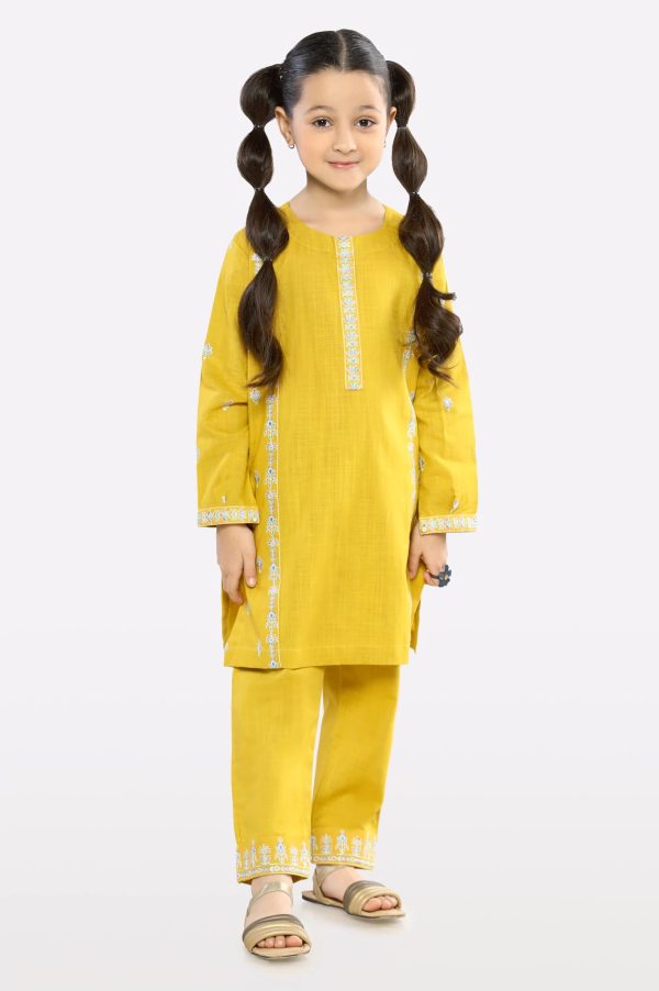 Mustard Embroidered Girls 2PC on Sale