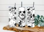 20oz. Skulls Floral Tumbler. Sublimation Skull Tumbler. Skull Mug. Sale