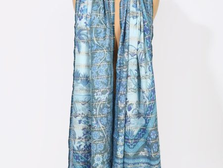 Light Blue Printed Dupatta on Sale