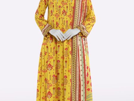 Mustard Printed Unstitched 3PC Sale