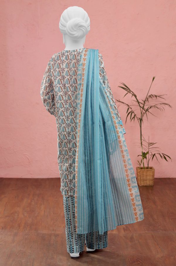 Light Blue Printed 3PC Unstitched Sale