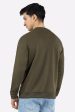 Olive Plain Round Neck Sweatshirt Online