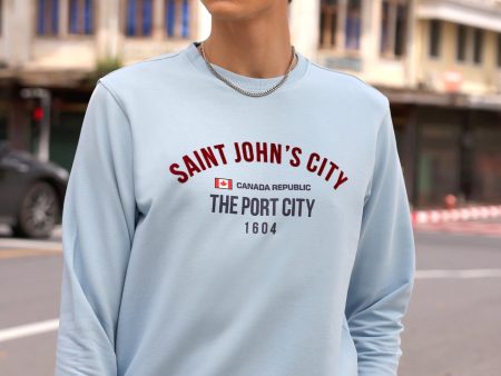 Ice Blue Statement Printed Sweatshirt Cheap