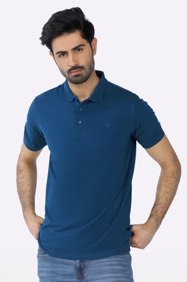 Teal Jacquard Collar Polo Sale