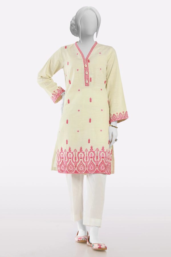 Beige Embroidered Kurti For Sale