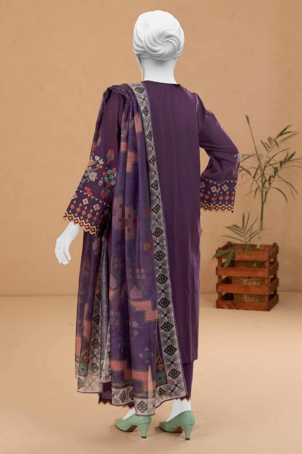 Dark Purple Embroidered 3PC Unstitched Online Hot Sale