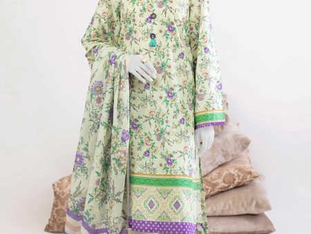 Light Green Printed 3PC Unstitched For Discount