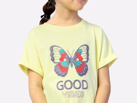 Butterfly Print Girls T-Shirt Discount