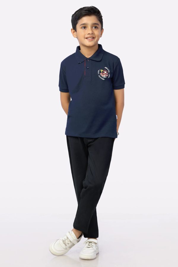 Navy Blue Logo Printed Polo Cheap