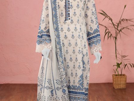 White Printed Unstitched Kurti With Dupatta Online Hot Sale