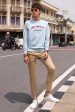 Ice Blue Statement Printed Sweatshirt Cheap