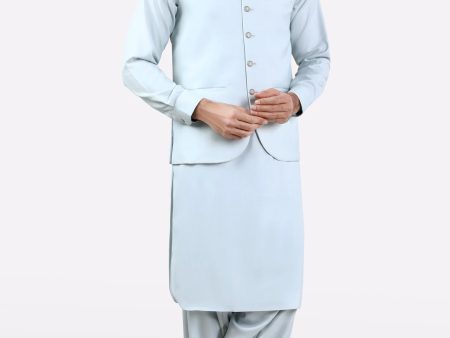 Light Blue Shalwar Kameez with Waistcoat Cheap