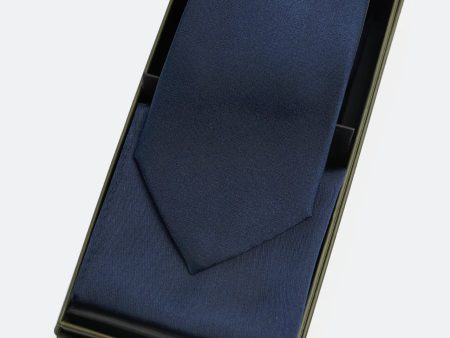 Navy Blue  Tie With Pocket Square Hot on Sale