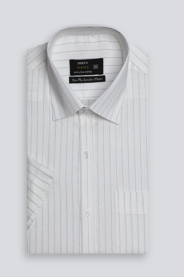 White Stripe Formal Shirt (Half Sleeves) Online now