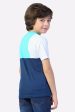 Navy Blue Color Block T-Shirt For Discount