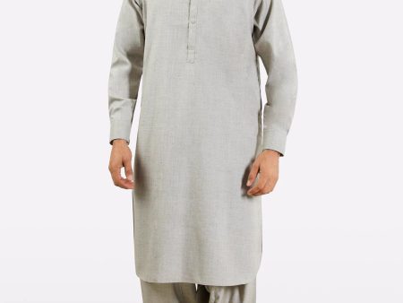 Light Grey Wash & Wear Shalwar Kameez Discount