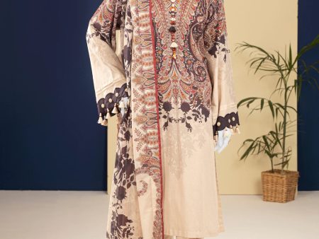 Dark Beige Printed 3PC Unstitched Discount