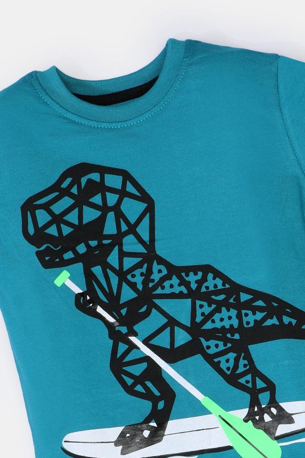 Teal T-Rex Printed Boys Combo For Sale