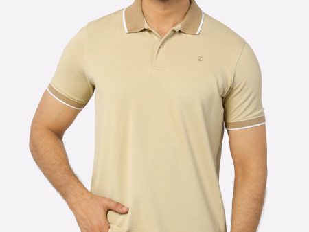 Beige Basic Polo Online Hot Sale