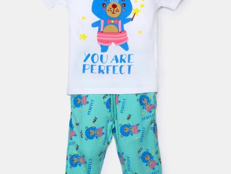 Turquoise Graphic Printed Boys Combo For Discount