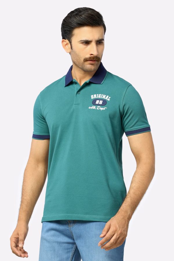 Sea Green Basic Polo For Discount