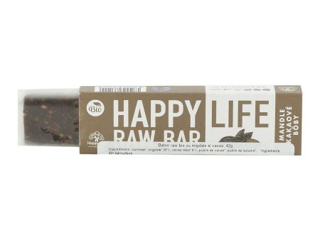 Baton raw cu migdale si cacao nibs Happy Life, bio, 42 g Sale