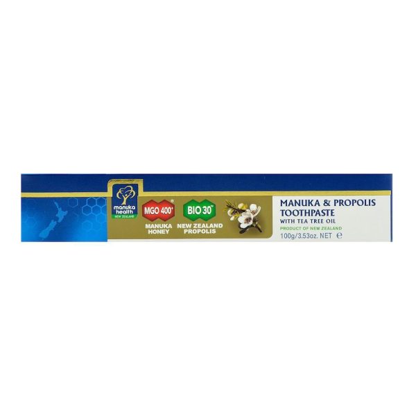 Pasta de dinti Manuka Health cu Miere de Manuka MGO 400+, Propolis BIO30 si Ulei de Arbore de Ceai, 100 g, naturala Online now