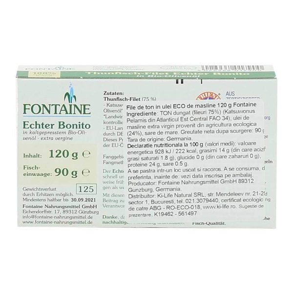 File de ton in ulei bio de masline Fontaine, 120 g, conserva de peste Supply