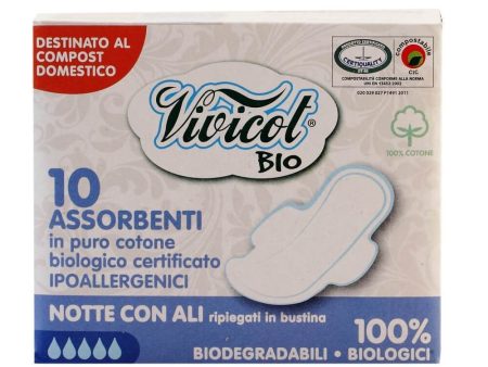 Absorbante de noapte cu aripioare VIvicot din bumbac organic, bio, 10 buc For Discount