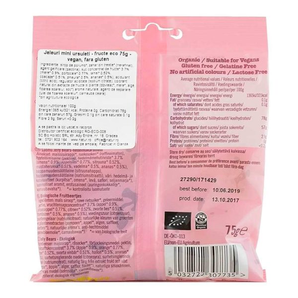 Jeleuri Mini-Ursuleti cu fructe fara gluten Biona, bio, 75 g For Discount