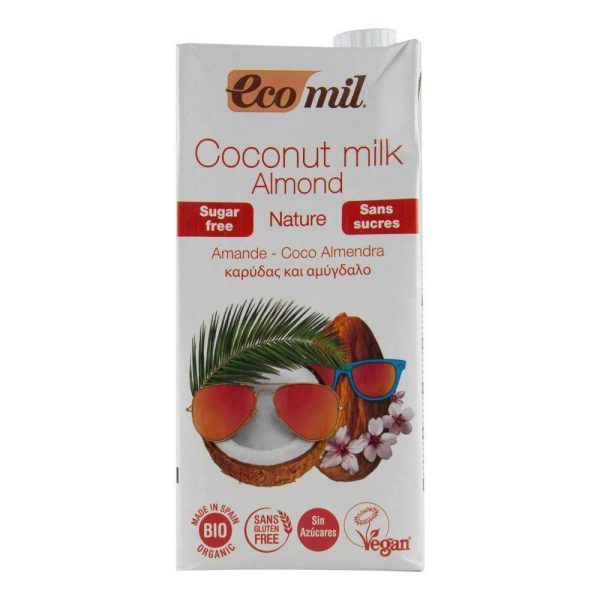 Bautura vegetala din cocos cu migdale fara zahar, fara gluten Ecomil Nature, bio, 1000 ml Online Hot Sale